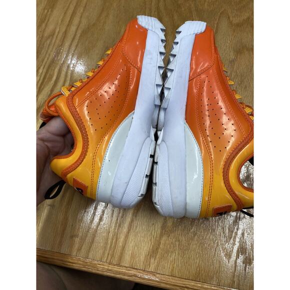 Fila Disruptor II Sneakers Men\'s 6 Orange Leather Low Top Athletic Shoes S64